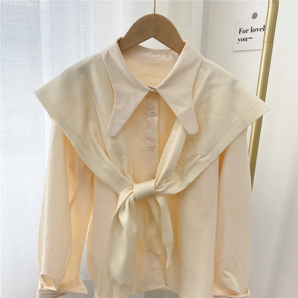 Linbaiway женское ожерелье Съемная отворот вязаное изделие обманка резинки для