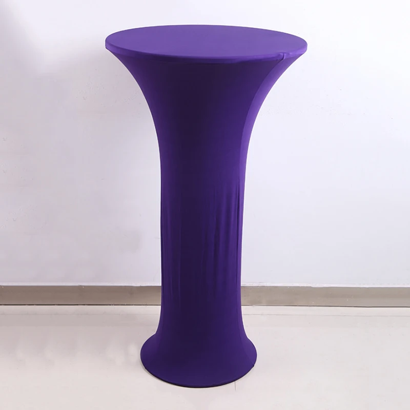Purple 60 см/70 см/80 см круглая скатерть, растягивающаяся скатерть для коктейля, скатерть из спандекса, покрытие для кофейного столика, украшение для свадебной вечеринки - Цвет: Purple