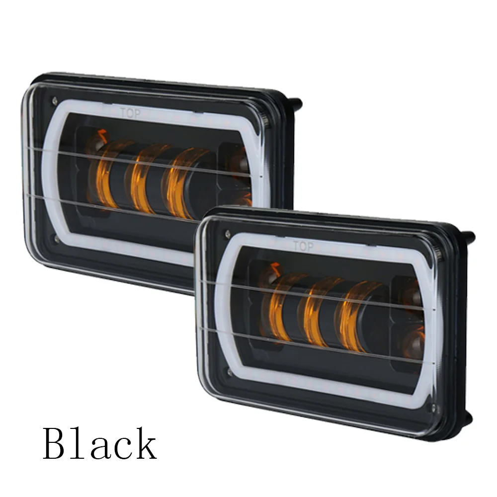 Black bezel Янтарный светильник с поворотом, желтый точечный светильник, противотуманная фара 5 дюймов, головной светильник 4x6, герметичный Луч 30 Вт, светодиодный противотуманный светильник для GMC trucks, внедорожный, 2 шт - Цвет: Black bezel
