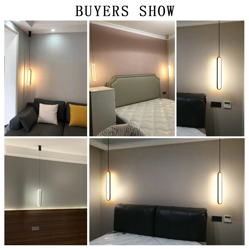 Люстра прикроватная в нордическом простом стиле длинная лампа для спальни