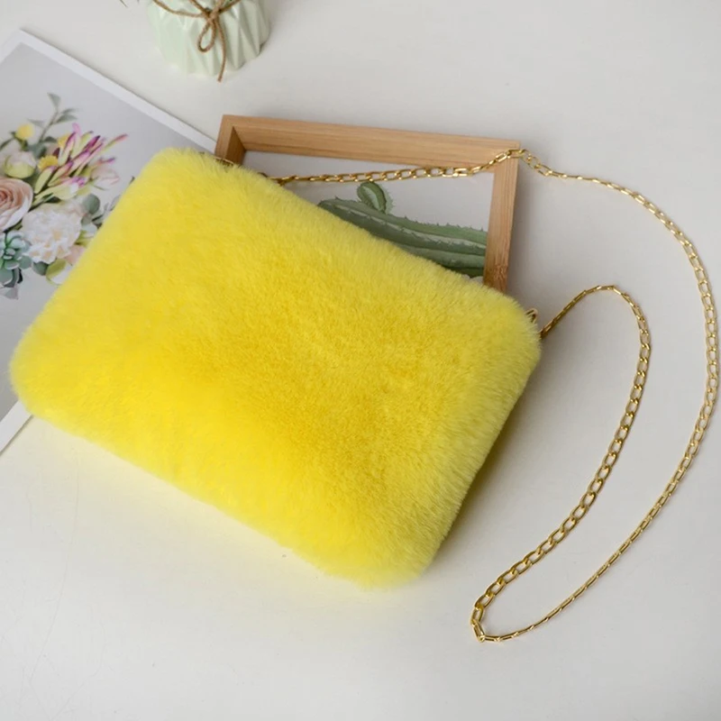Faux Fur Crossbody Bags For Women Autumn Winter Plush Purses And Handbags Female Phone Shoulder Bag Girls Wallet | Багаж и сумки