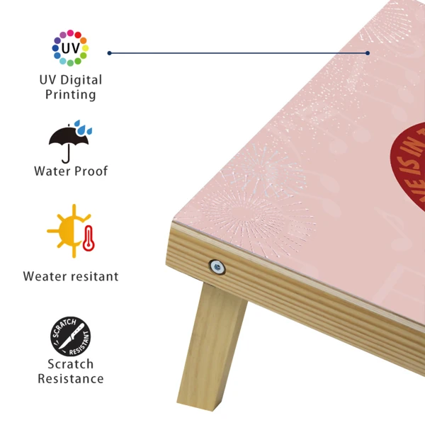 De madera, tableros de Atento boda con 8 bolsas de Cornhole-2