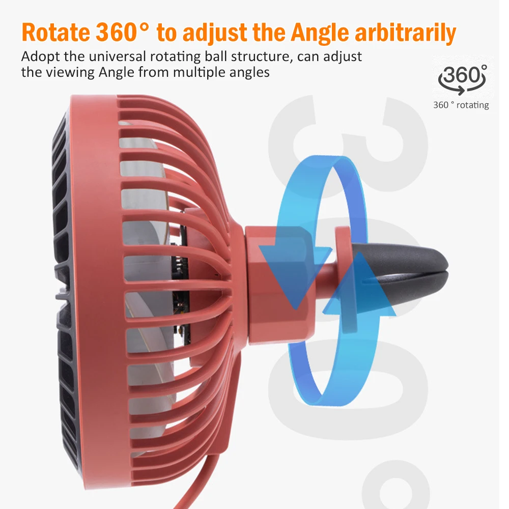 360 градусов автомобильные маленькие USB-вентиляторы вращающиеся регулируемые