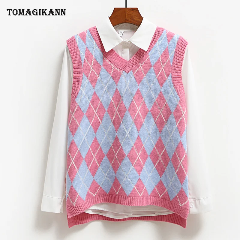 Женский трикотажный жилет корейский пуловер с V-образным вырезом без рукавов 2020 |