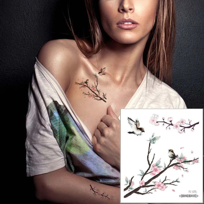 Временная тату наклейка с изображением вишни волшебника цветущего цветка