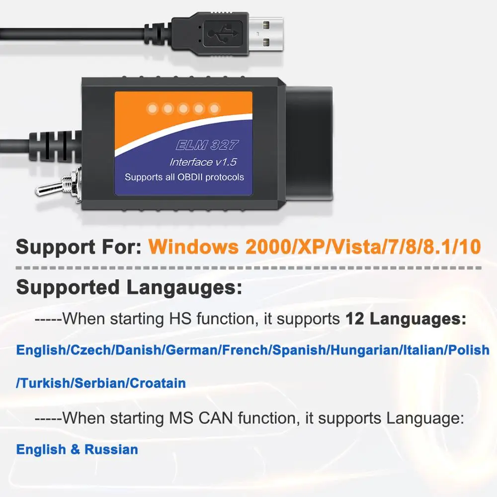 ELM327 OBD2 сканер elm 327 USB v1.5 Bluetooth считыватель кодов автомобильный диагностический