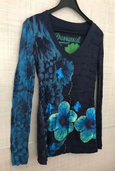 Трикотажная трикотажная футболка с длинными рукавами и одним воротником Один