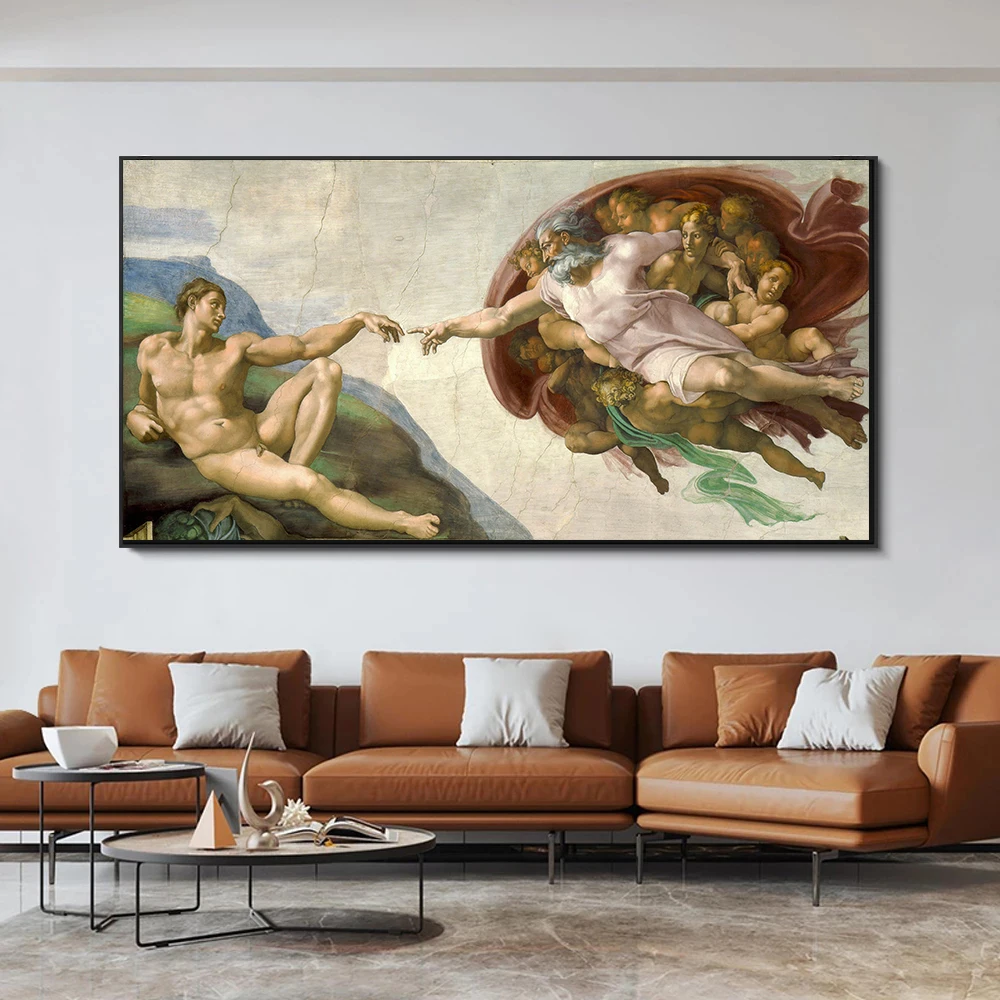 

Creation of Adam Sistine Chapel Canvas Art Wall Painting Classical European Wall Art Canvas Prints Cuadro Picture For Home Decor