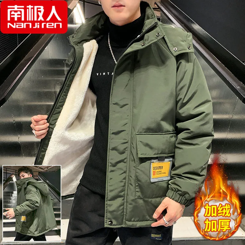 Berber Fleece Cotton Coat Men's Coat Autumn and Winter New Tide Velvet Thickening Padded Jacket Winter down Cotton Jacket