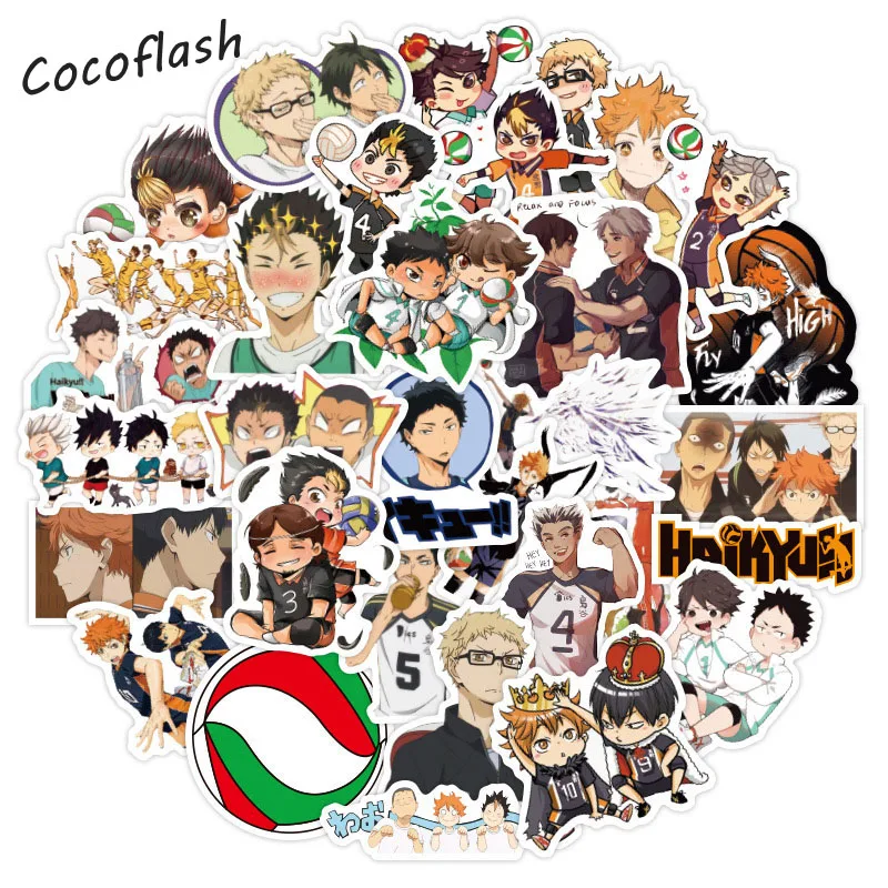 10/50pcs/pack Japanese Classic Anime Haikyuu Waterproof Stickers For Luggage Motorcycle Decal Scrapbook DIY Laptop Skateboard