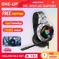 onikuma k19 camo 3 5mm gaming heaset ps4 pc gamer stereo earphones subwoofer headphone with micled light rgb