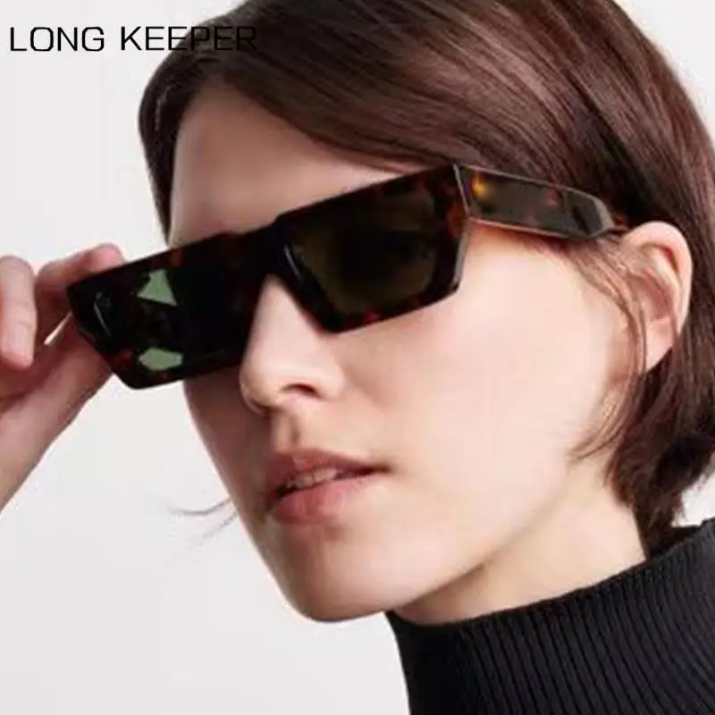

2022 Fashion Square Jelly Gray Sunglasses Women Shades UV400 Retro Leopard Small Rectangle Men Sun Glasses