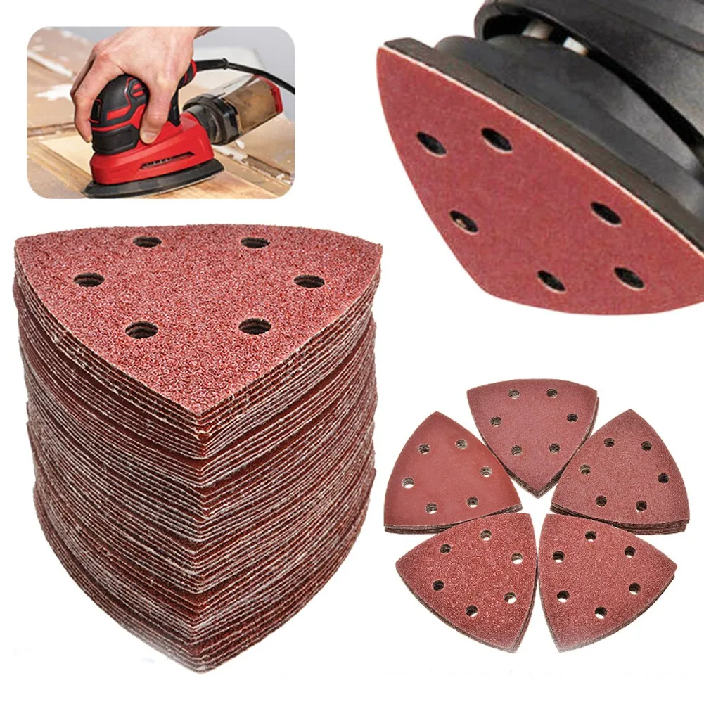 

100PCS Triangular Sanding Disc 90mm Hook & Loop Sandpaper Abrasive Tools