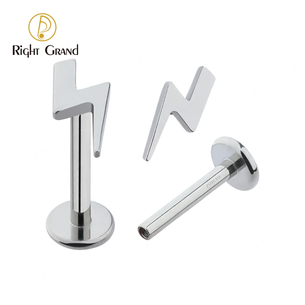 Висячие серьги с внутренней резьбой Right Grand ASTM F136 Titanium 16G Lightning Labret для губ козелка