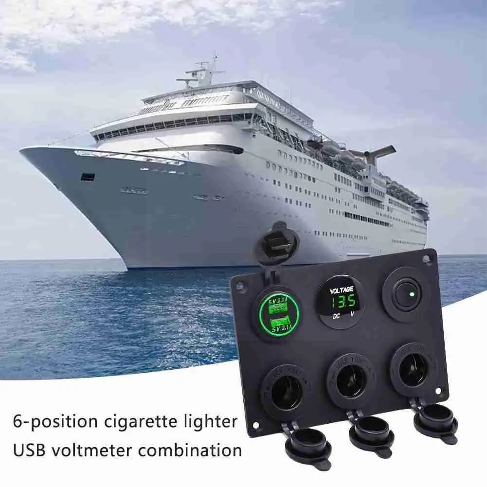 

Розетка с двумя USB-портами для зарядного устройства, запчасти для модификации автомобильных домов на колесах и яхт, вольтметр, автомобильна...
