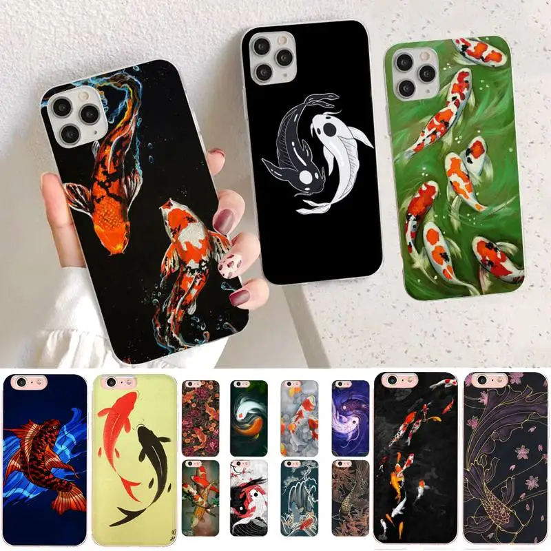 YNDFCNB Китайский кои рыбки телефон чехол для iPhone 11 12 pro XS MAX 8 7 6 6S Plus X 5S SE 2020 XR