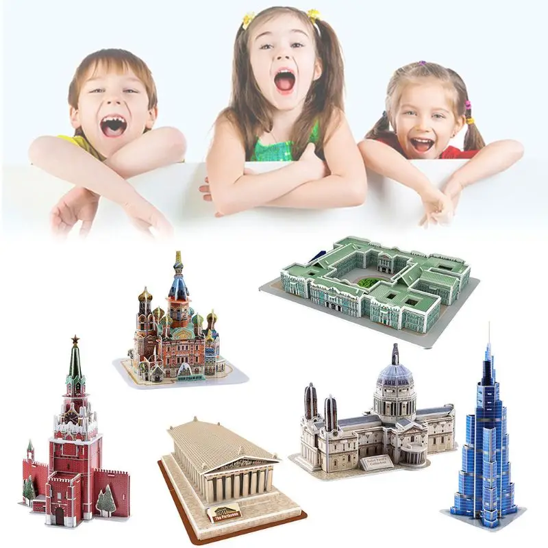 3D слово знаменитые здания архитектурный паззл модель головоломки
