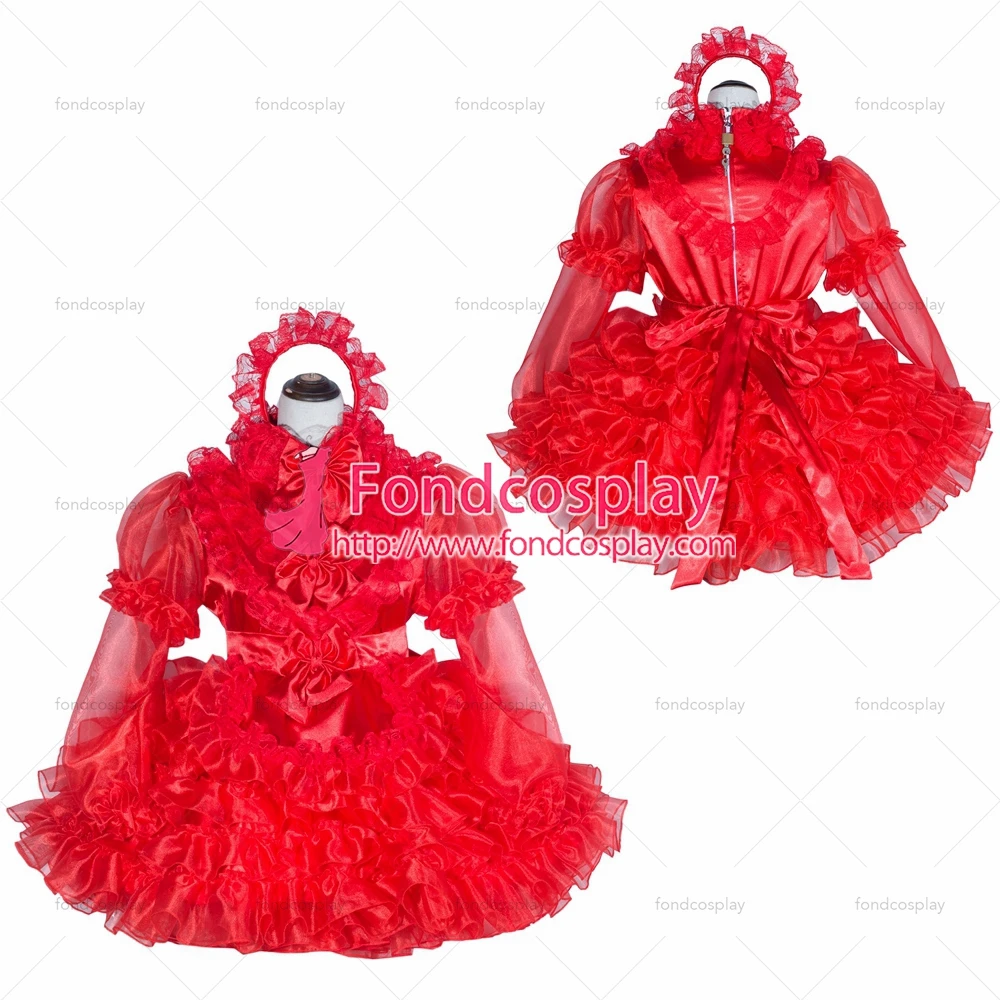 

Сексуальная одежда для взрослых с крестом fondcosplay, блестящее короткое французское атласное платье с замком из красной органзы, униформа по и...