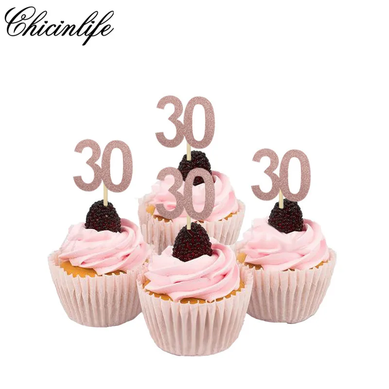 Chicinlife 10 шт. номер 30 40 50 60 й бумажный Топпер для капкейков взрослые украшения