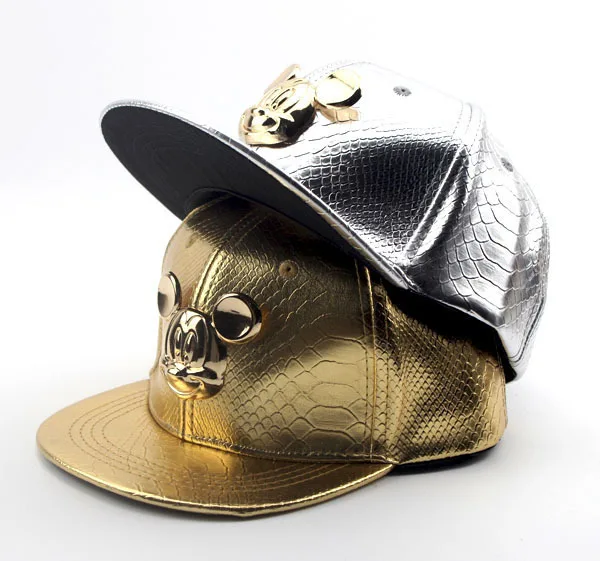 Spring Summer Gorras 100%cotton Pu Leather Baseball Cap Children's Baby Hip-hop Hat Boys Girls Snapback Cartoon Mickey Caps