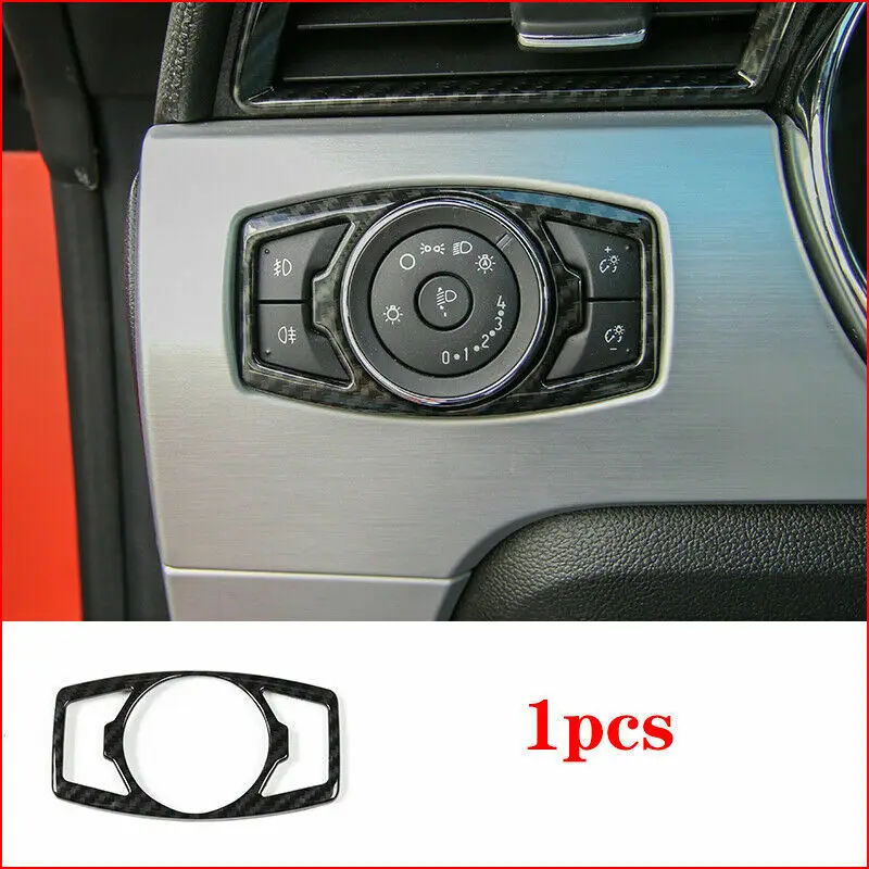 

Carbon Fiber Grian Car Headlight Bezel Dash Cover Trim For Ford F150 2015-2019