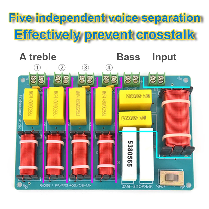Высокомощный динамик 300 Вт 5-полосный кроссоверный аудиопередатчик высоких и