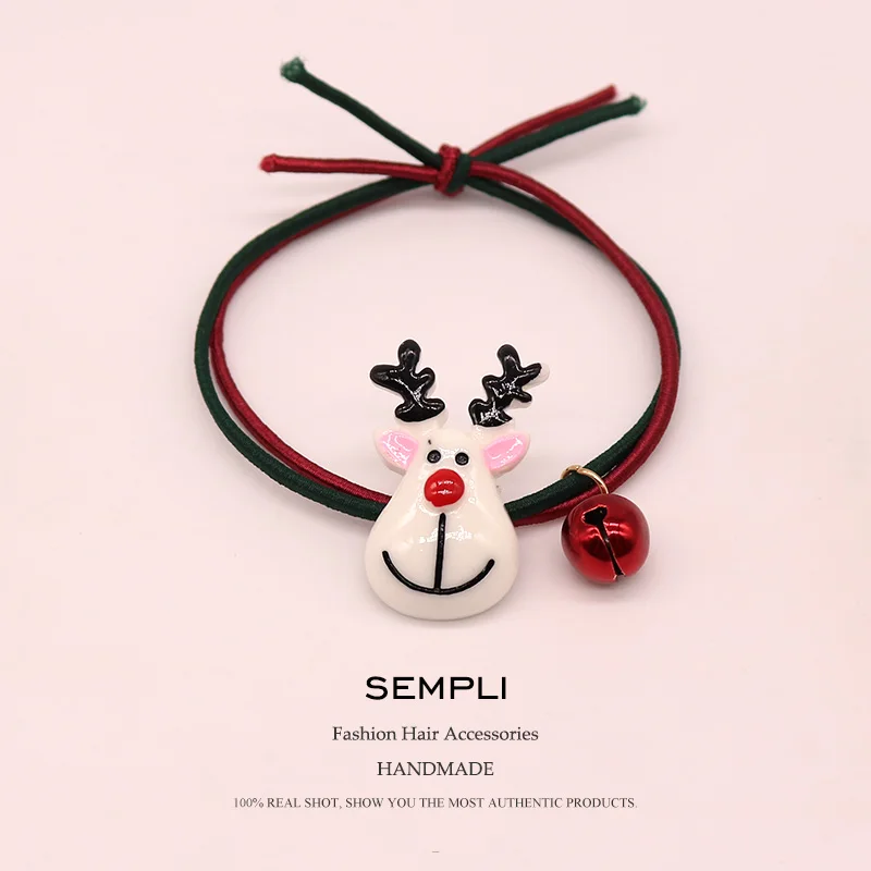Sempli, 22 вида, высокие нейлоновые резинки, рождественский сезон, колокольчик, эластичные резинки для волос, для женщин, девочек, Санта Клаус, Рождественская елка, головные уборы