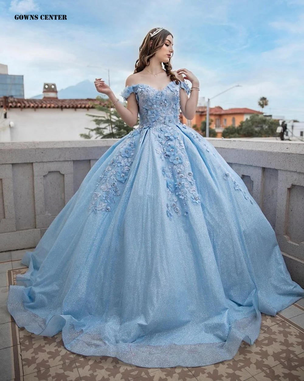 Sky Blue Ball Gown Graduations Quinceanera Dresses Sleeveless Princess Sweet 16 Dress Cinderella Prom Gowns vestidos de 15 años