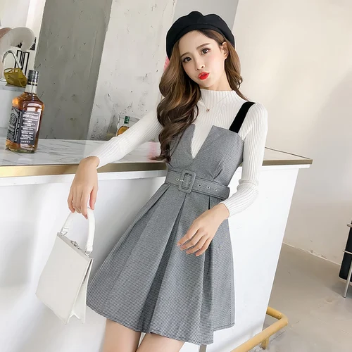 Женский комплект из 2 предметов винтажный трикотажный клетчатый свободного