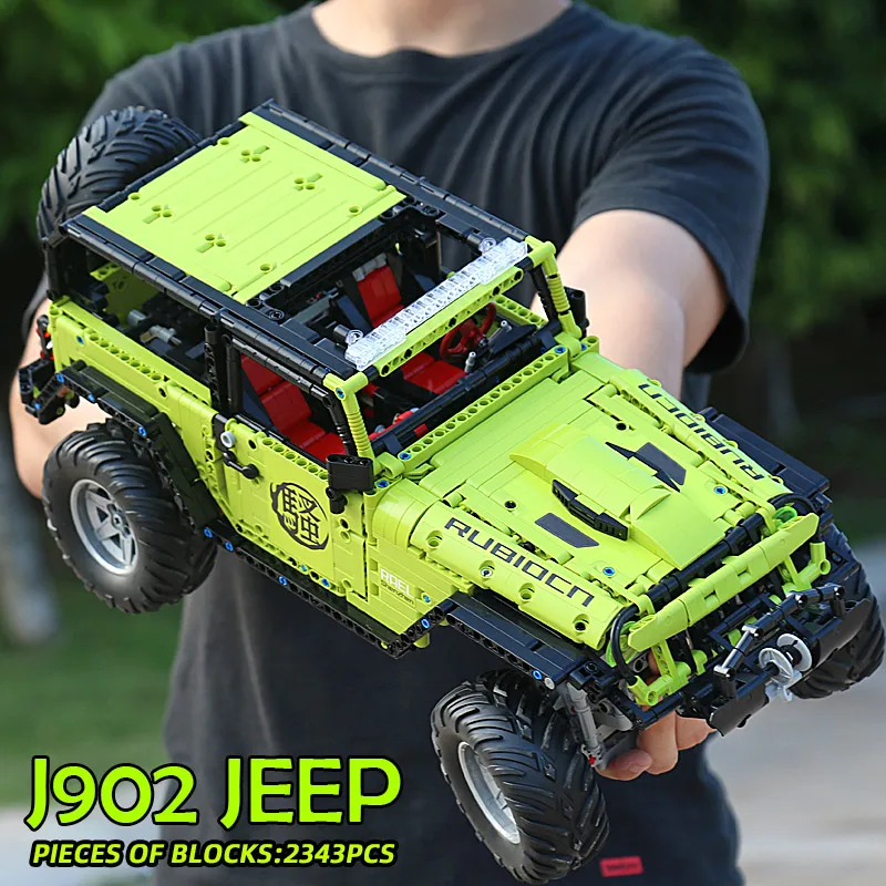 

High-Tech Car Model Compatible with MOC-5140 Green Jeeped SUV Off-road Car Creative Building Blocks Bricks Boys Christmas Gifts