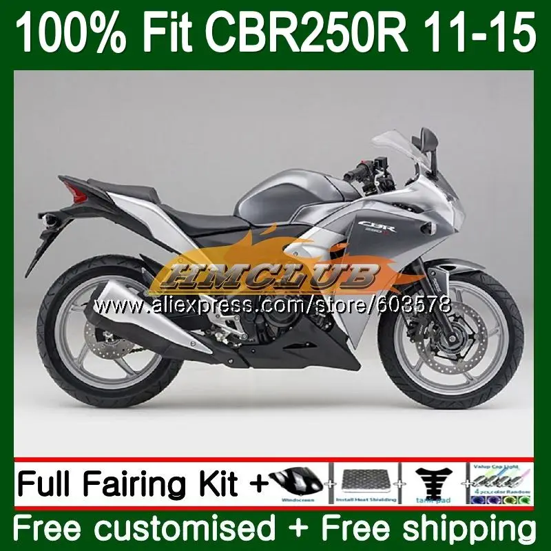 Инъекция для HONDA CBR250R MC41 2011 2012 2013 2014 2015 91CL.65 CBR250 R CBR 250R 250 11 12 13 14 15 серебристо серый
