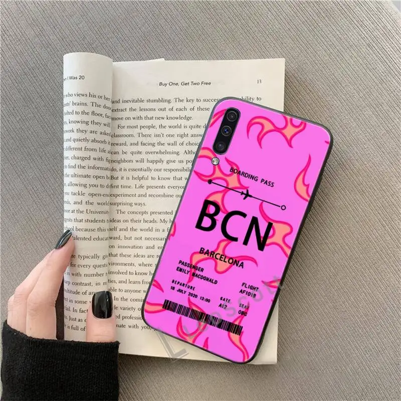 

Flame Personalised Plane Ticket Phone Case For Samsung A40 A31 A50 A51 A71 A20E A20S S8 S9 S10 S20 Plus note 20 ultra