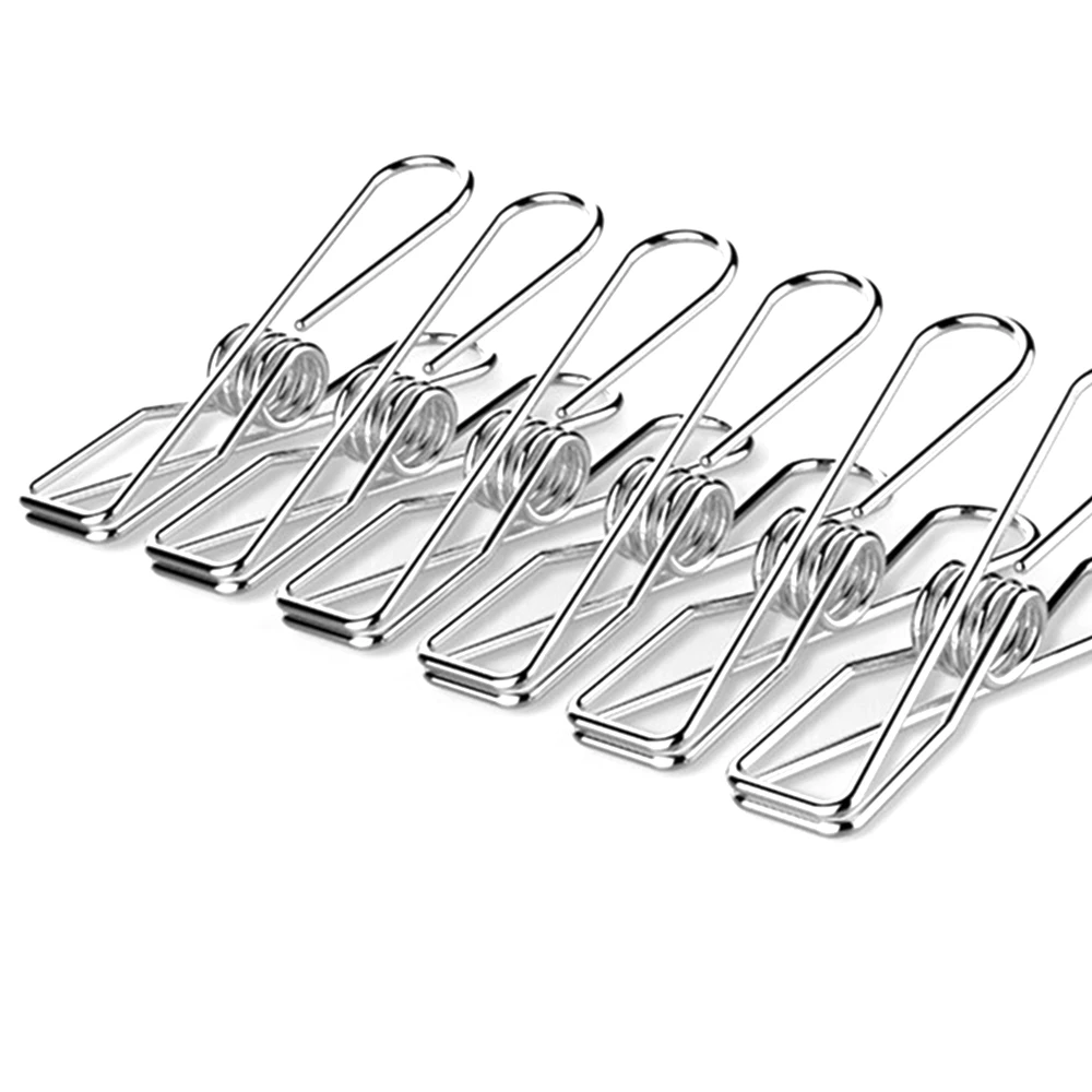 

100pcs Stainless Steel Clothes Pegs Clips Hang Drying Cloth Pin Set Hanging Clothes Peg Clip Hanger Photo Clips Clothespins
