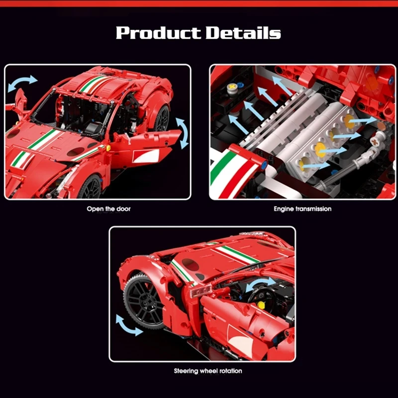new moc technical car builidng blocks f12 speed expert super sports red racing vehicle toys for adult boy friend christmas gifts free global shipping