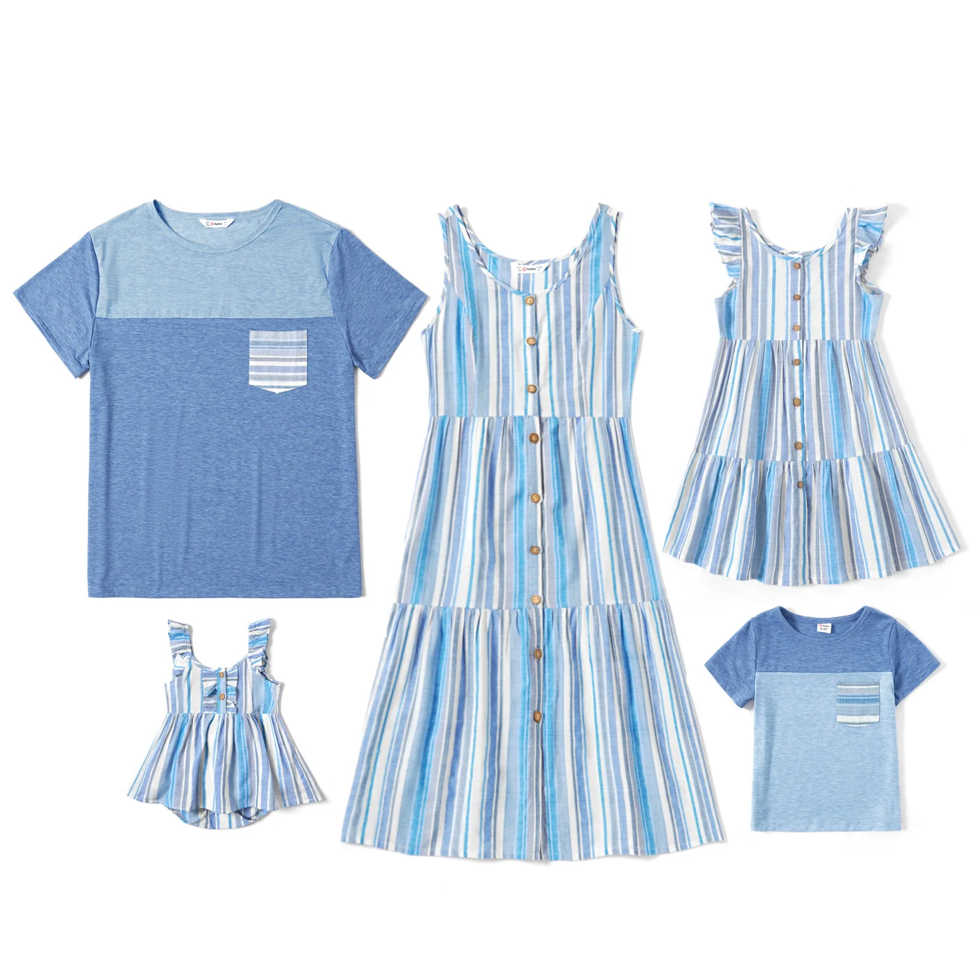 

PatPat 2021 New Arrival Mosaic Family Matching Casual Sets ( Striped Tank Dresses - Colorblock Short Sleeve Shirts - Rompers )