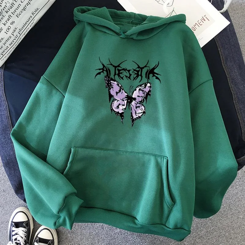 

Толстовки, новинка, Женская толстовка, однотонное теплое пальто, Повседневная Толстовка в стиле панк, свободный винтажный женский свитер, ж...