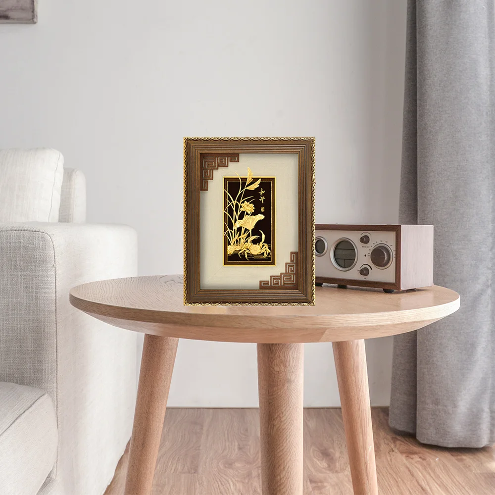 3D китайские картины в рамке, 24 K, Золотая фольга, живопись, плакат, настенные художественные картины для гостиной, роскошные ремесла, украшение дома, подарки