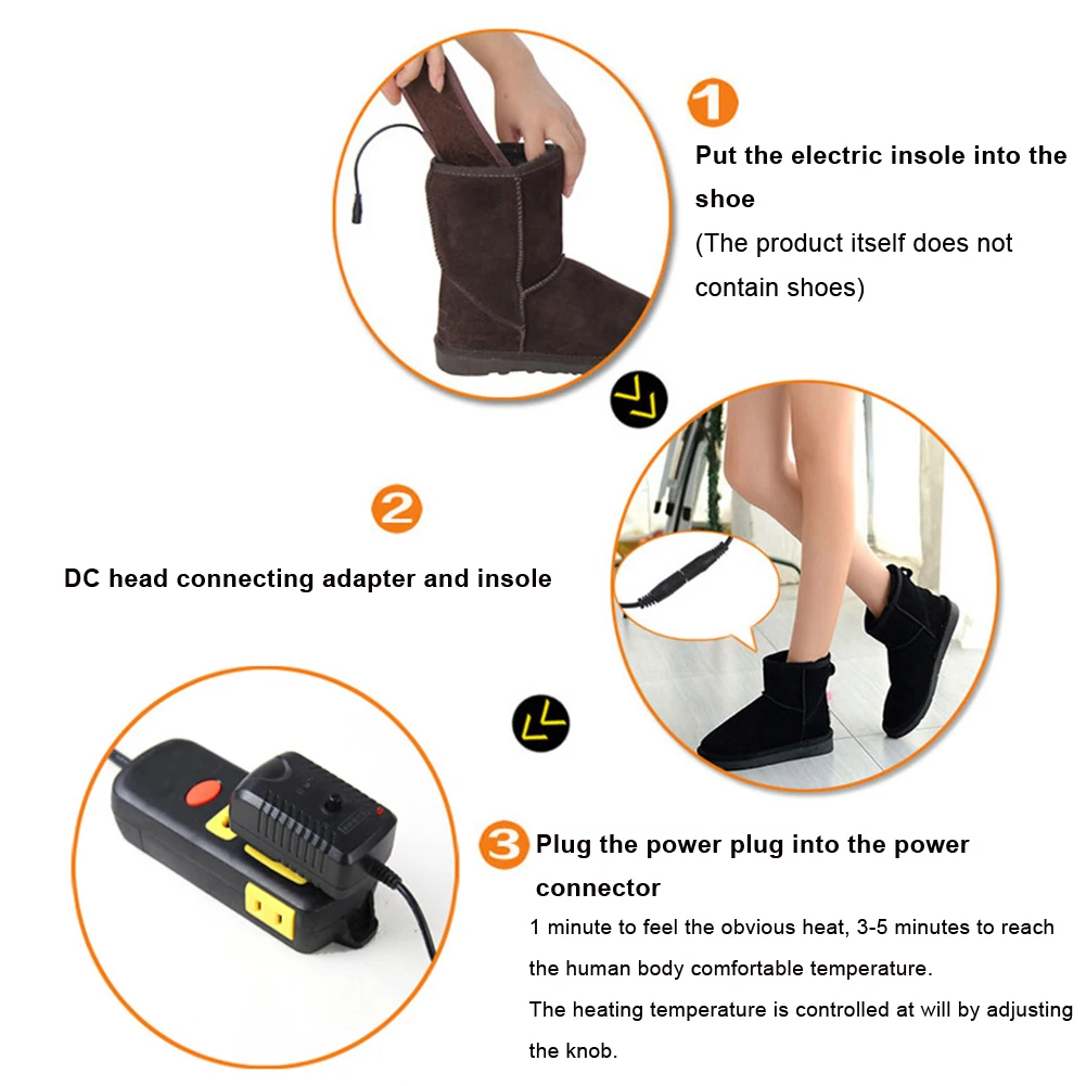 

Thermostat Electric Insole Warm Charging Super Soft Velvet High Conversion Efficiency Energy Saving