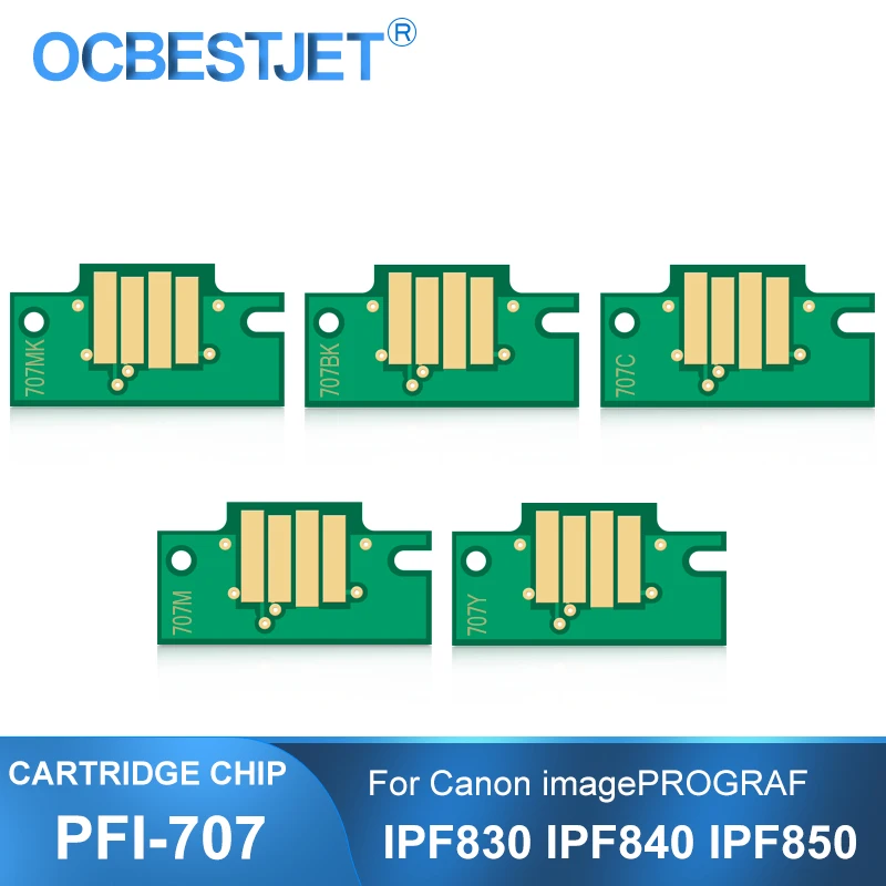 

PFI-707 PFI707 PFI 707 Permanent Cartridge Chip For Canon imagePROGRAF IPF830 IPF840 IPF850 Printer Reset Chips - MBK BK C M Y