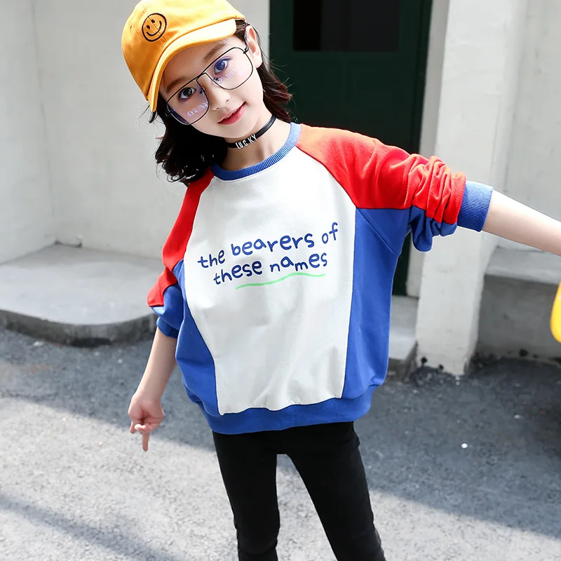 2019 для девочек весенне осенняя одежда модная детская с длинными рукавами