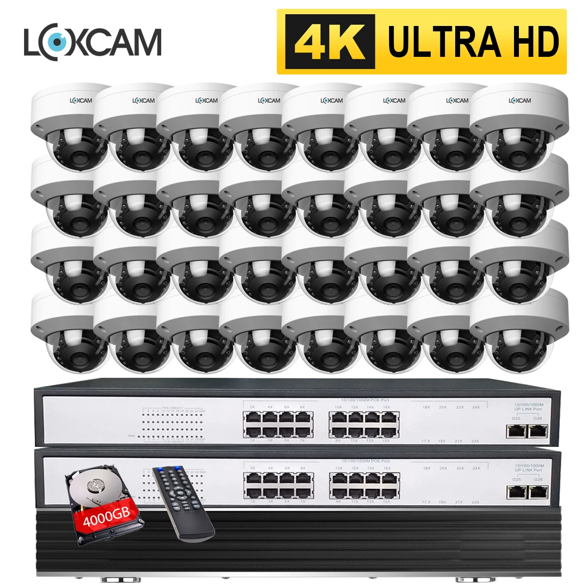 Камера видеонаблюдения LOXCAM H.265 Антивандальная камера безопасности 32 канала 4K HDMI 8