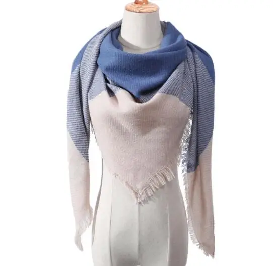 Женский зимний треугольный шарф однотонные теплые кашемировые шарфы женские