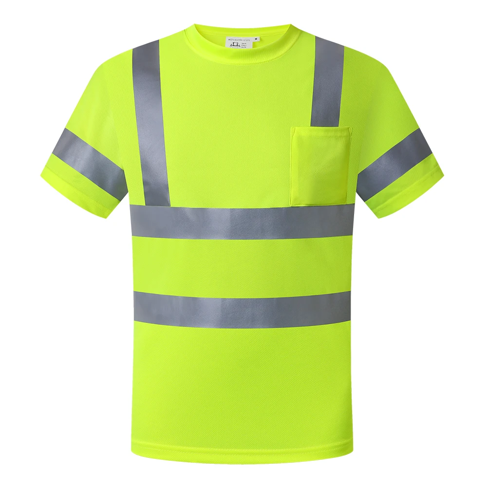 

High Visibility Reflective Safety Shirt Safety Clothing Work Reflective Shirt With Pocket Workwear Safety T-shirt Men 7XL