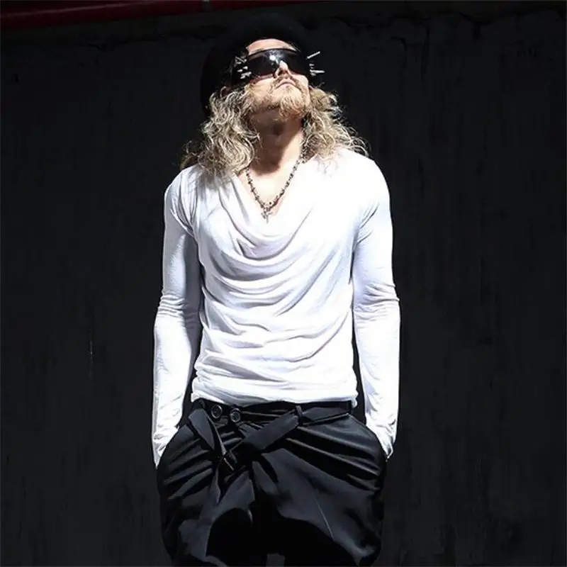 Мужская футболка Харадзюку мужская одежда большого размера с длинными рукавами