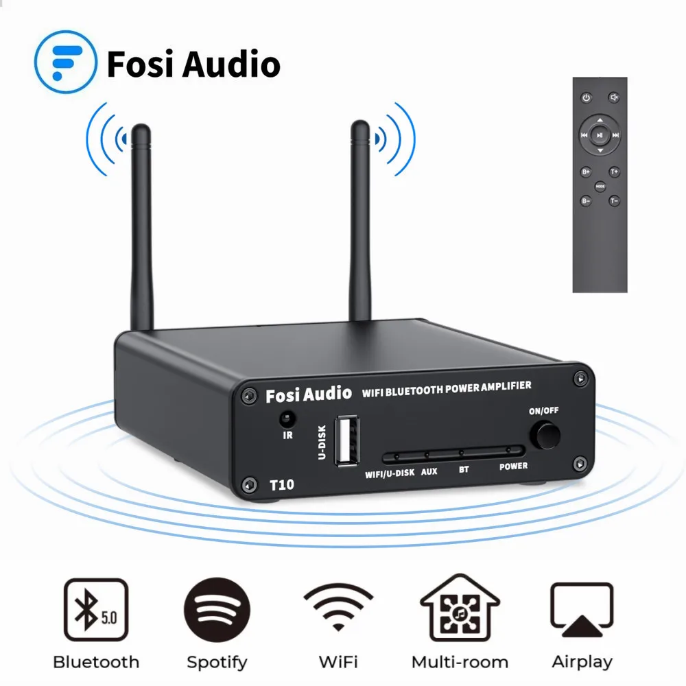 

Fosi Audio T10 Stereo Sound Amp 100W Powerful Audio Wifi Amplifier With Wi-Fi 2.4G Bluetooth U-disk APP Remote Control
