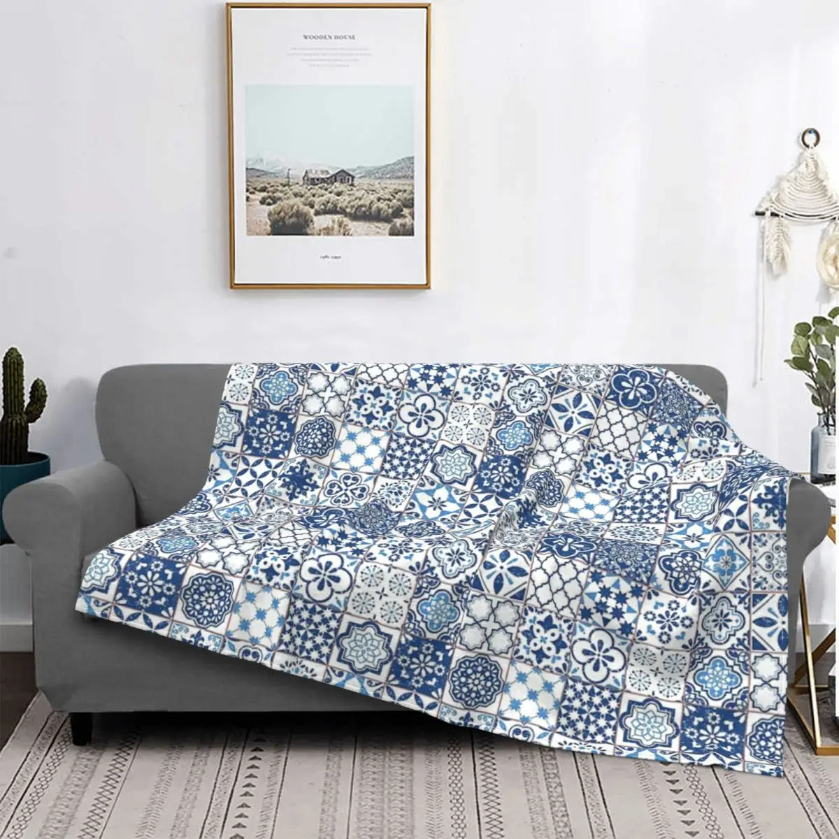 

Portuguese Azulejos Blanket Bedspread Bed Plaid Bed Cover Anime Plush Muslin Blanket Throw And Blanket