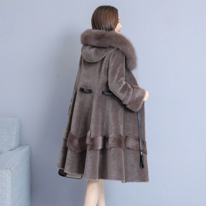 Меховая овечья стрижка пальто для женщин 2022 женская зимняя куртка Лисий мех с