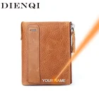 Кошелек кожаный мужской с RFID-защитой, на молнии, с отделением для монет