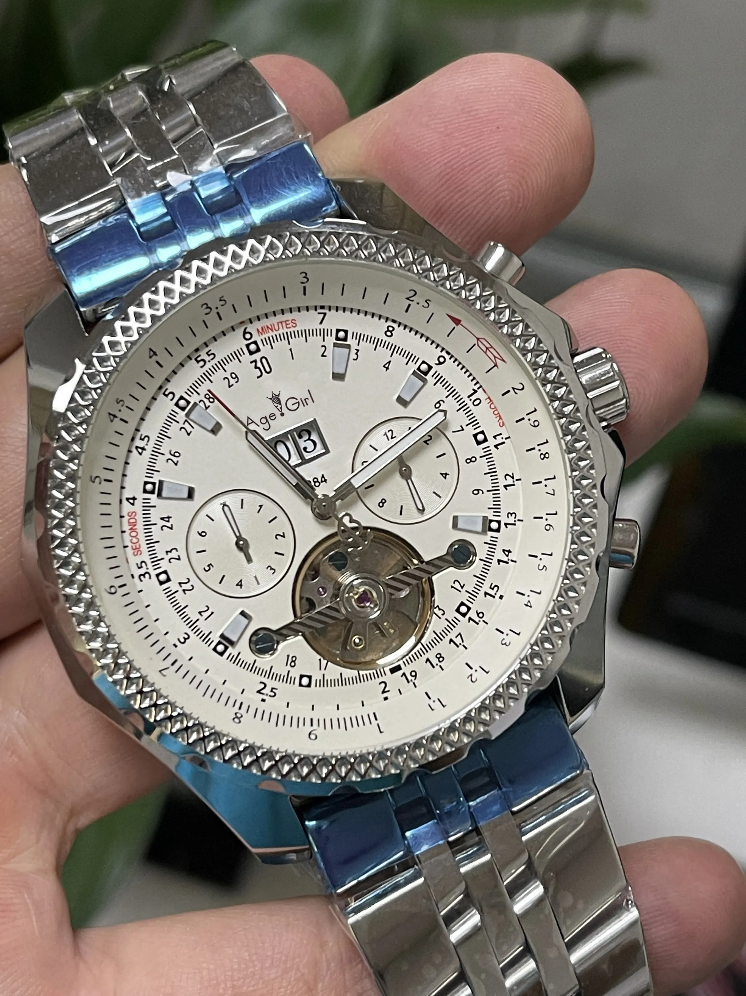 

Classica New Men Automatic Mechanical Watches Black Blue Daydate Tourbillion Stainless Steel Bracelet Sapphire Sport Watch 48mm