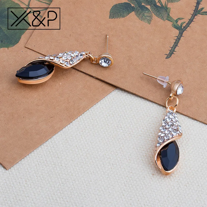 X & P модные серьги капли стразы сплав золото длинные для женщин девушек капля воды